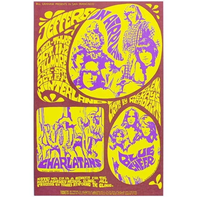 1967 Original Bg-88 Jefferson Airplane Fillmore Winterland Concert Poster For Sale - Image 4 of 4