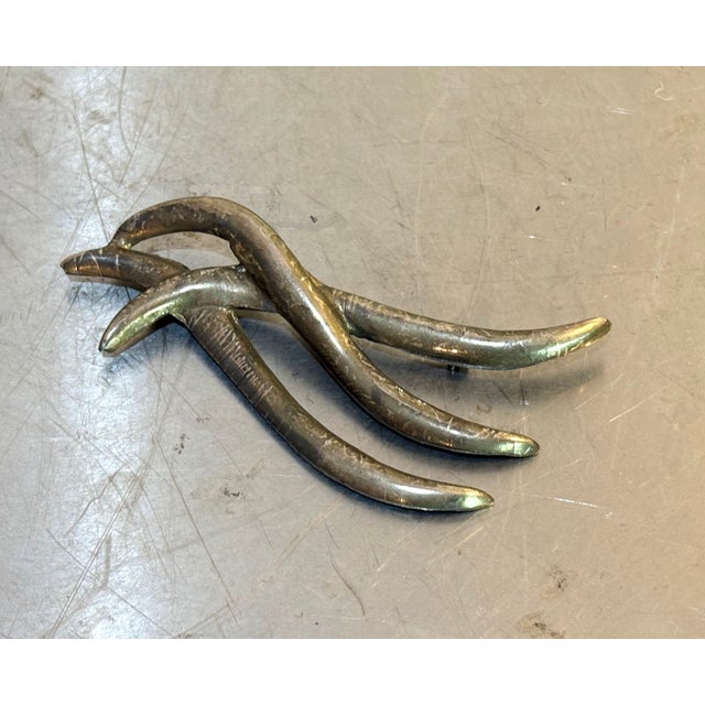 Mid-Century Modern Abstract Midcentury Large Silver-Tone Brooch For Sale - Image 3 of 4