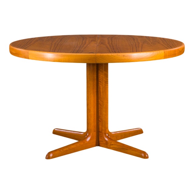Vintage Round Teak Dining Table, 1960s For Sale