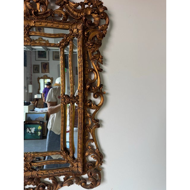 1960s Italian Hollywood Regency Gilt Carved Wood Wall Mirror/ Sold For Sale - Image 4 of 12