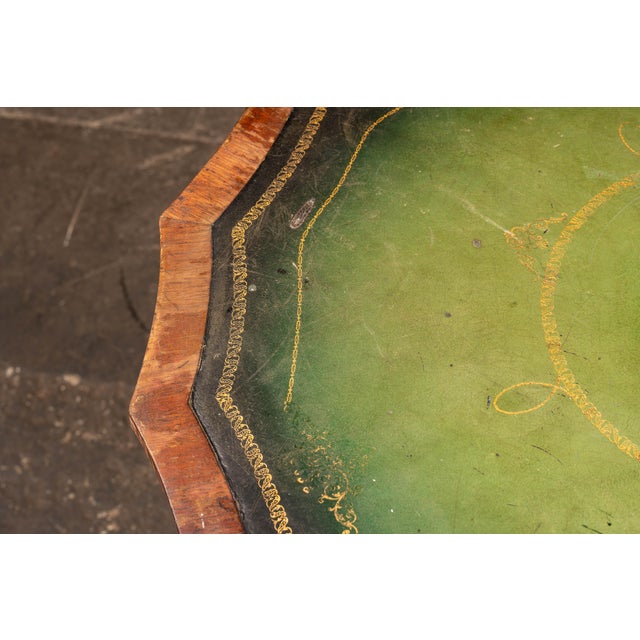 Late 19th Century Victorian Revolving Séance Table With Green Leather Top and Tufted Base For Sale In Chicago - Image 6 of 14