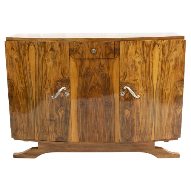 French Art Deco Walnut Veneer Sideboard For Sale