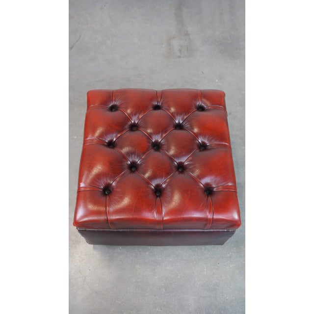Chesterfield Ottoman with Storage in Cow Leather For Sale - Image 6 of 12