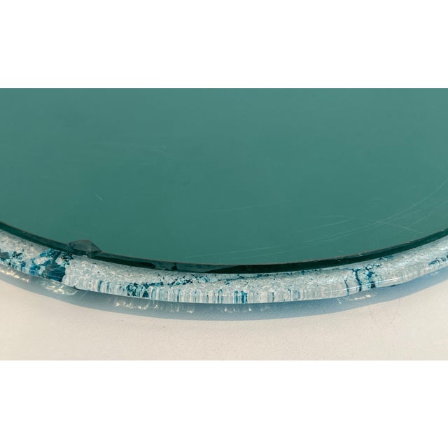 Round blue glass mirror. French work. Circa 1970 For Sale - Image 11 of 12