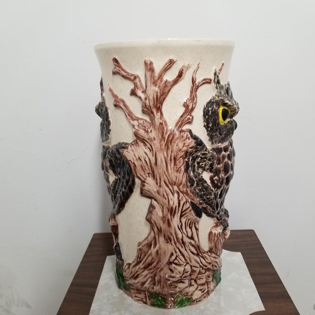 Vintage 1970’s Ceramic Owl Umbrella Stand Chairish
