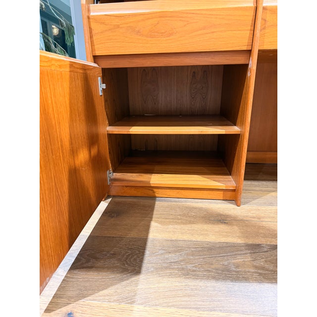Wood Vintage Danish Modern Teak Drop-Front Cabinet / Desk Cabinet With Hettich Hardware For Sale - Image 7 of 17