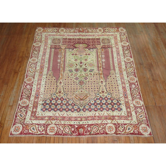 Antique Zabihi Collection Turkish Ghiordes Scroll Rug - 6'6" x 8'6" For Sale - Image 4 of 10