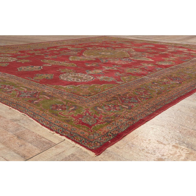Red Late 19th Century Persian Sultanabad Rug, 10'07 X 13'09 For Sale - Image 8 of 10
