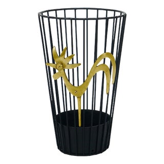 Mid-Century Brass Rooster Umbrella Stand by Walter Bosse for Herta Baller, 1950s For Sale