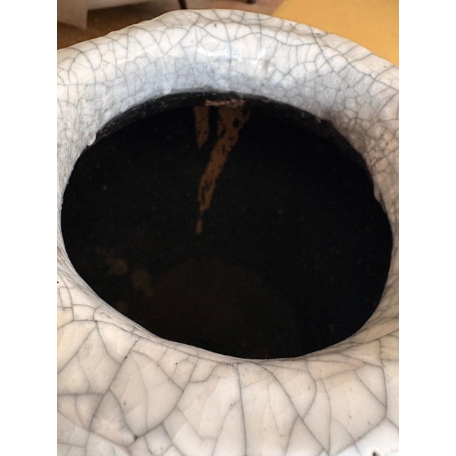 Vintage Large French Clay Crackle Glaze Set of 2 Pots Urn Vase For Sale - Image 10 of 16