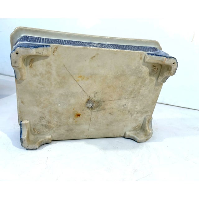 Blue and white asian planter.