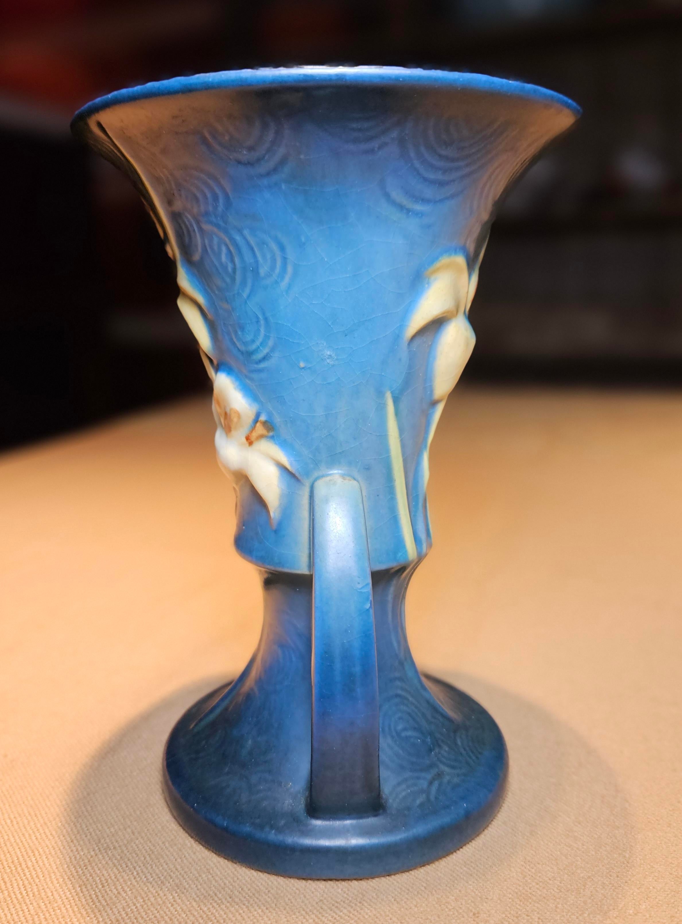 Roseville Pottery Zephyr Blue Lily Vase | Chairish