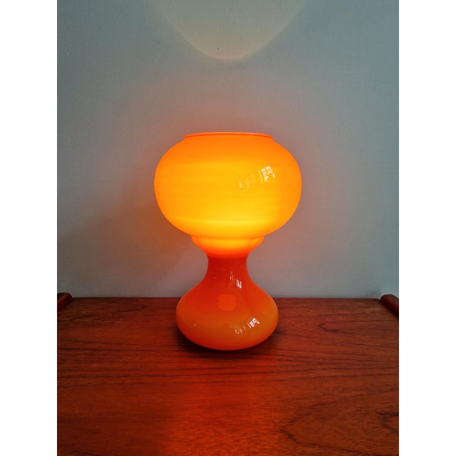 Glass Space Age Table Lamp in Orange Glass, Belgium, 1960s For Sale - Image 7 of 13