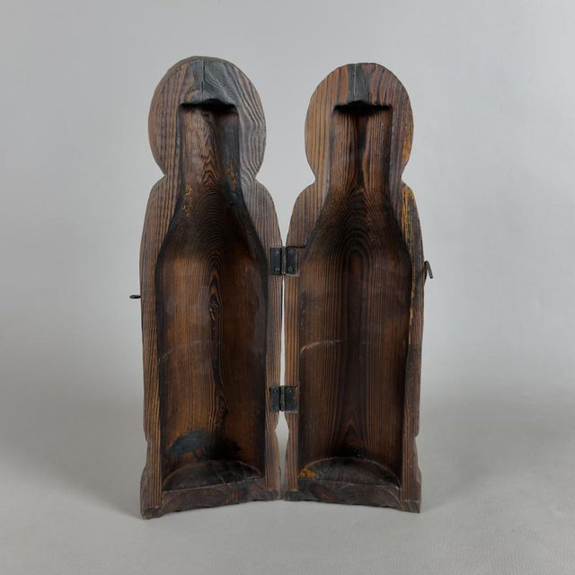 Wood Monk or Friar Bottle Holder Sculpture in Carved Wood, 1960s For Sale - Image 7 of 11