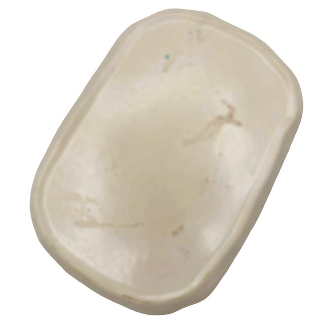 1950s Mid-Century Modern Low Edged Aqua Colored Pond Themed Pottery Candy Dish For Sale - Image 4 of 4