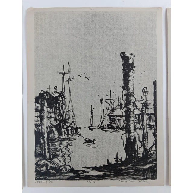 Vintage Sally Gee Pettus Texas Gulf Coast Harbor Lithographs - Set of 3 For Sale In Seattle - Image 6 of 8