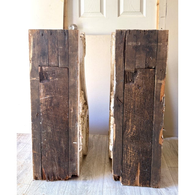 Traditional Antique Georgian Wood Corbels Pair 33" Tall For Sale - Image 3 of 9