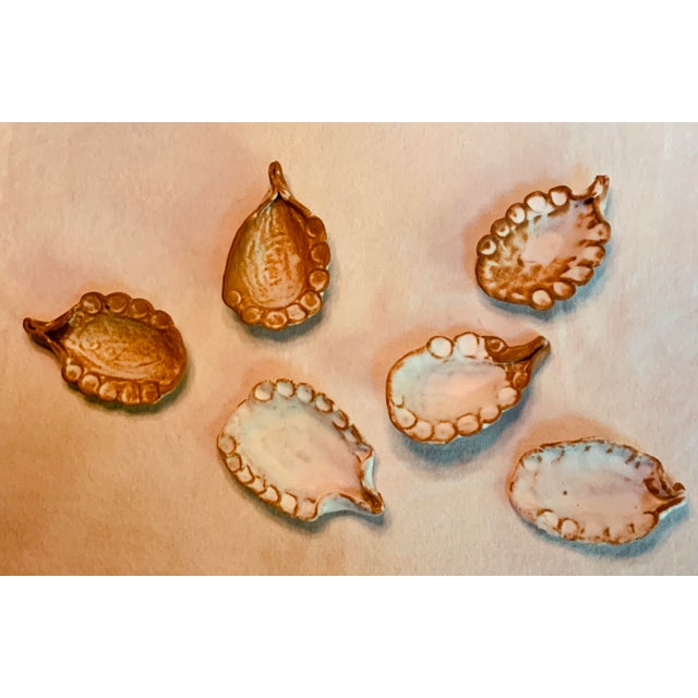Hand Formed Biloxi Iron Oxide & White Glaze Stoneware Oyster Plates - Set of 6 For Sale - Image 11 of 12