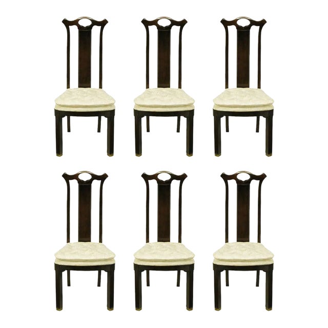 Six Teak Chinoiserie Dining Chairs by Hickory Furniture For Sale