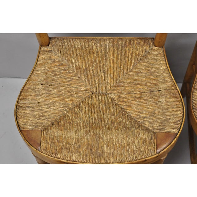 Antique English Regency Faux Bamboo Rush Seat Wooden Dining Chairs - Set of 6 For Sale - Image 12 of 18