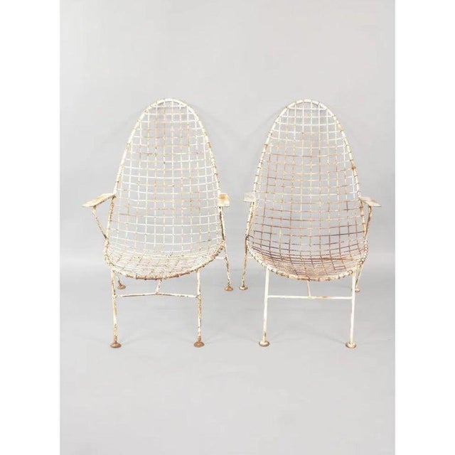 White Italian Mid-Century Space Age High-Back Wire Lounge Chairs, Set of 4 For Sale - Image 8 of 17
