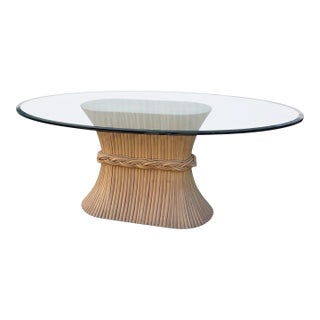 Vintage McGuire Furniture Co Glass Top Horse Track Dining Table For Sale