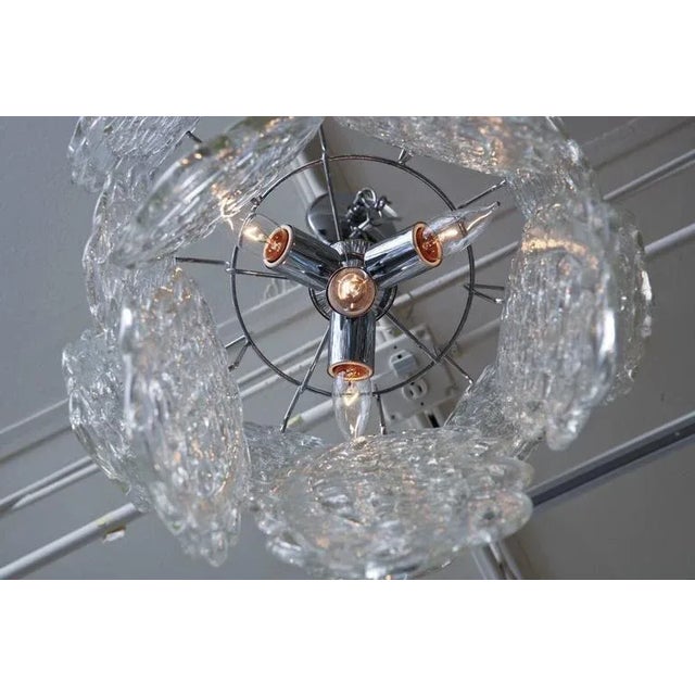 Abstract Vintage Murano Italian Mazzega White Glass Pretzel Pendants Chandelier With Nickel Silver Cage For Sale - Image 3 of 8