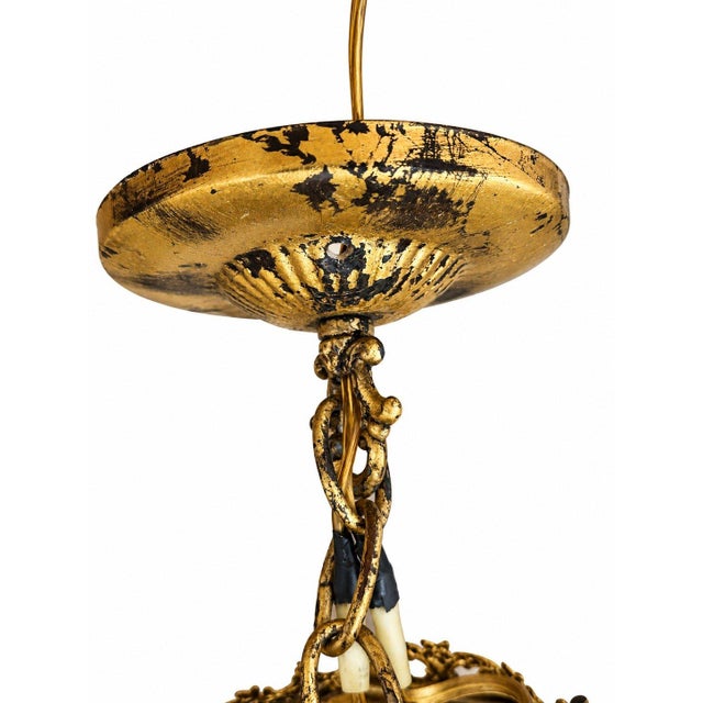 Traditional Vintage French Empire Chandelier Lighting Fixture Crystal Swag 5 Arm For Sale - Image 3 of 7