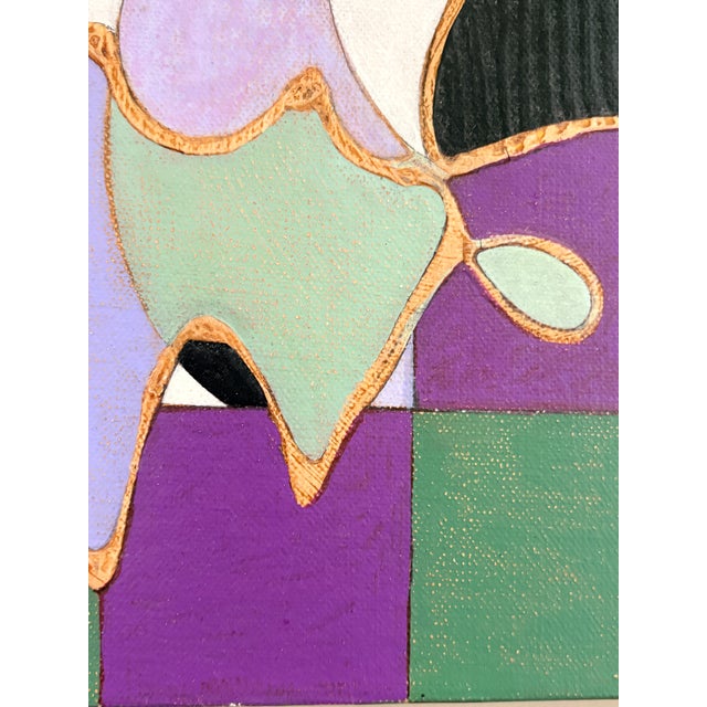 Vintage Arlene Voelker Signed Geometric Abstract Painting For Sale In Detroit - Image 6 of 10