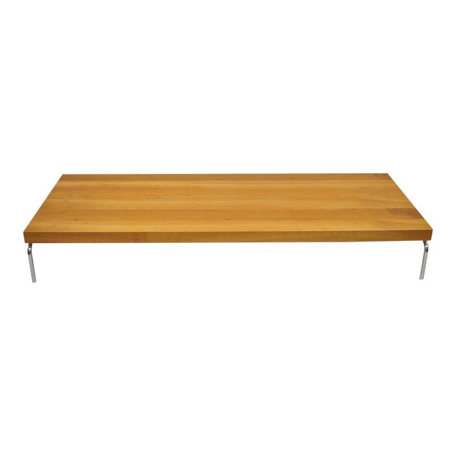 Italian Modern Cherry Wood And Chrome Metal 62 Low Coffee Table Chairish