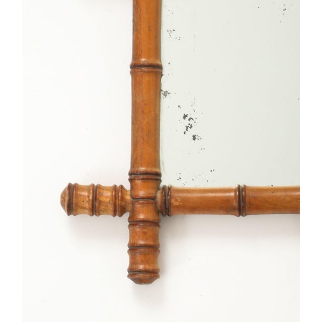 1940s Small Faux Bamboo Carved Frame Mirror, England 1940s For Sale - Image 5 of 8