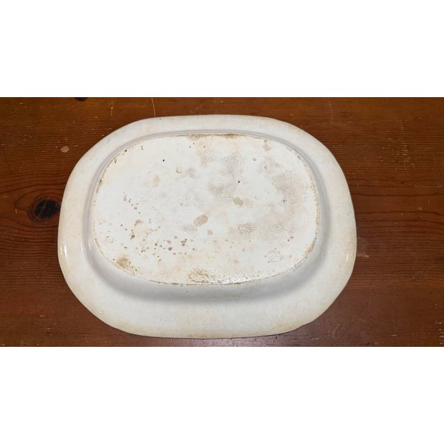 Antique Staffordshire Blue Willow Transfer Ironstone Oval Platter, Circa 1860s For Sale - Image 9 of 12