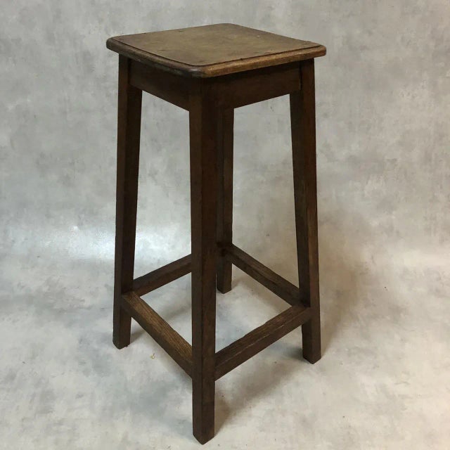 Brown Antique Artist Oak Stool For Sale - Image 8 of 8