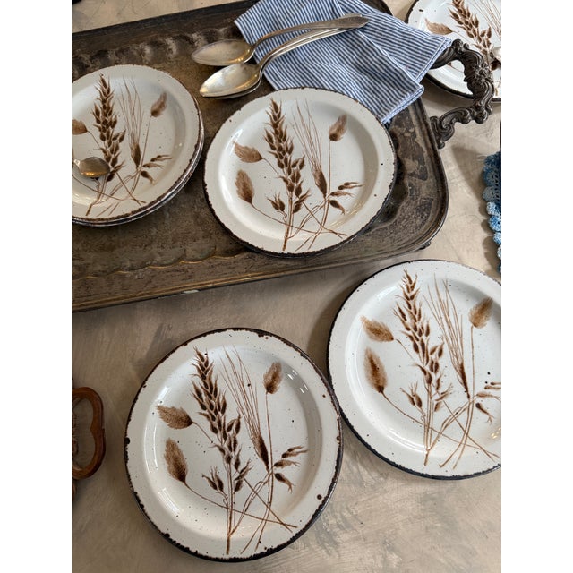 1980s 1980s Midwinter Stonehenge Wild Oats 7 Inch Salad Plates England - Set of Six (6) For Sale - Image 5 of 10