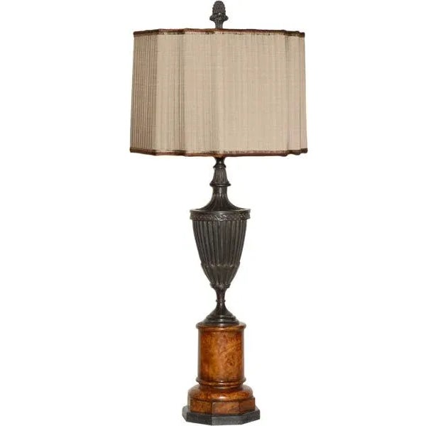 1990s Brass Table Lamp With Square Silk Shade For Sale - Image 13 of 13
