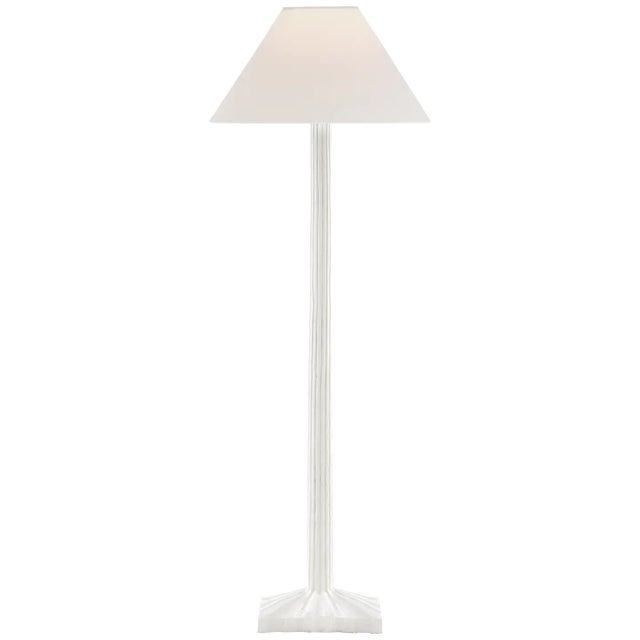 Chapman & Myers by Visual Comfort Signature Strie Buffet Lamp in Plaster White with Linen Shade For Sale