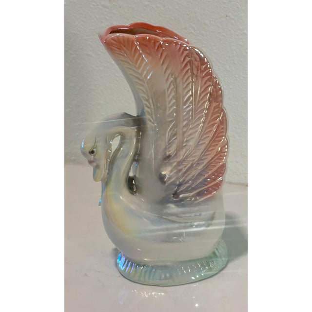 Light Pink Vintage Lusterware Swan Shaped Vase For Sale - Image 8 of 8