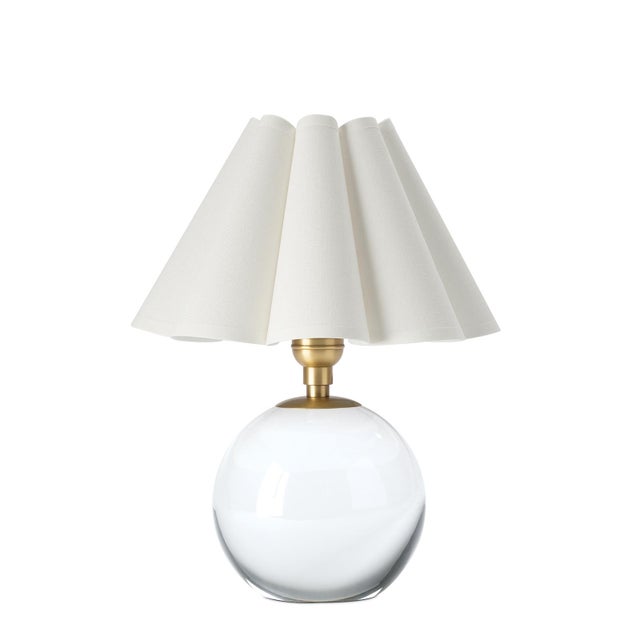 Glass Regina Andrew Giorgio Crystal Mini Lamp, Natural Brass with Linen Scalloped Shade For Sale - Image 7 of 7