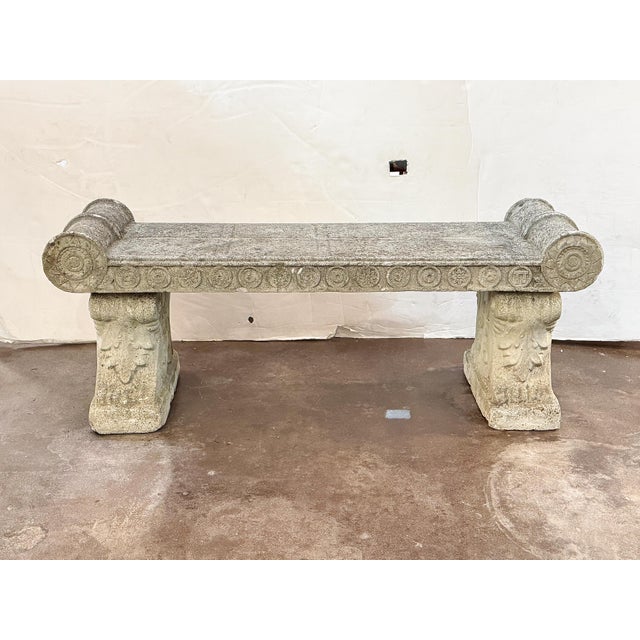 Large English Garden Stone Bench Seat in the Classical Style For Sale - Image 16 of 17