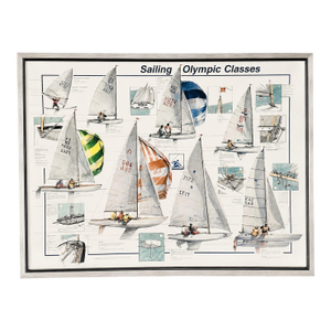 Vintage Olympic Sailing Classes Framed Poster M. Chiesa Italy 1989 Nautical