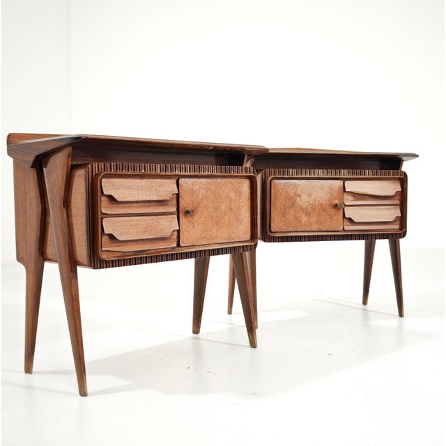 Blue Mid-Century Modern Bedside Tables in Wood and Glass attributed to Vittorio Dassi for La Permanente Mobili Cantù, Italy, 1950, Set of 2 For Sale - Image 8 of 18