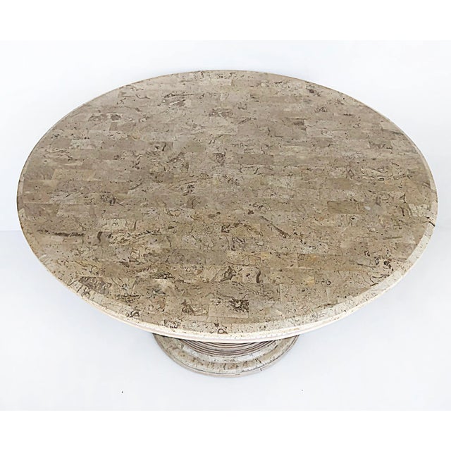 Gabriella Crespi Gabriella Crespi Style Reed Chairs & Faux Tessellated Stone Table-Set of 5 For Sale - Image 4 of 13