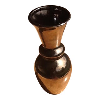 Vintage Gun Metal Dark Bronze Ceramic Vase For Sale