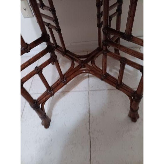 1980s Tommy Bahama Style Island Estate Key Largo Octagon End Table Rattan Tortoise For Sale - Image 10 of 11