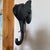 Very playful fun elephant hook - 18” long- Sculpted out of iron. You can hang things on its tusks and its trunk.