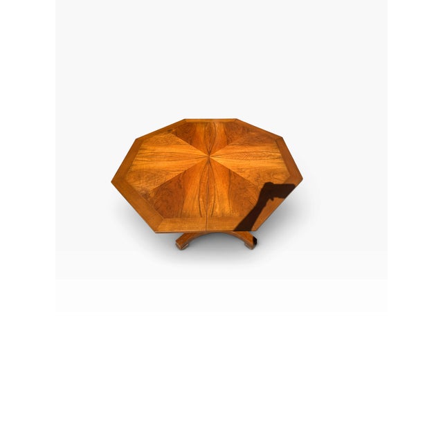 Vintage Baker Furniture Walnut Octagonal Extension Dining Table With Two Leaves For Sale - Image 9 of 12