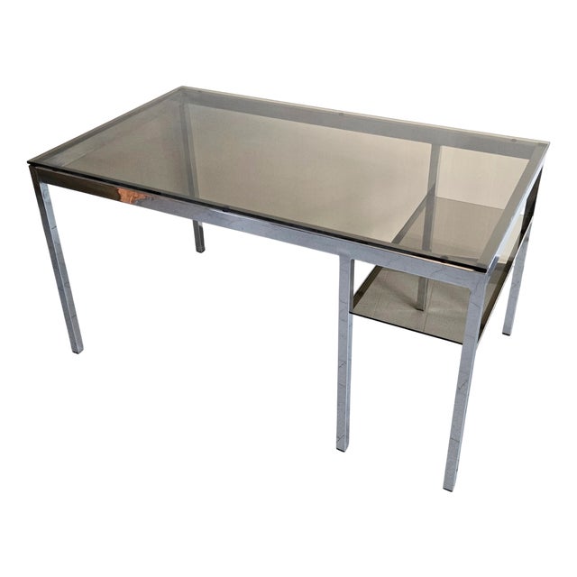 Vintage Desk in Steel & Saint-Gobain Glass, 1970s For Sale