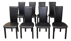 Vintage Cattelan Italia “Lara” Black Leather Dining Chairs – Set of 8 – Made in Italy
