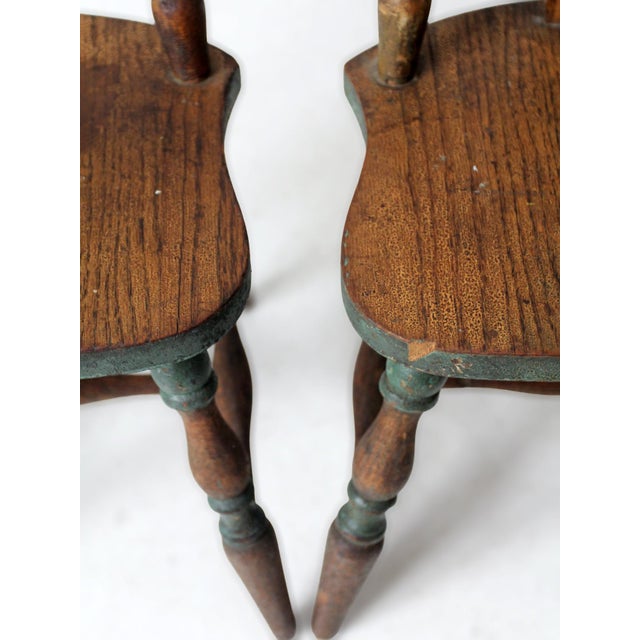 Wood Vintage Painted Wood Children's Chair Pair For Sale - Image 7 of 14