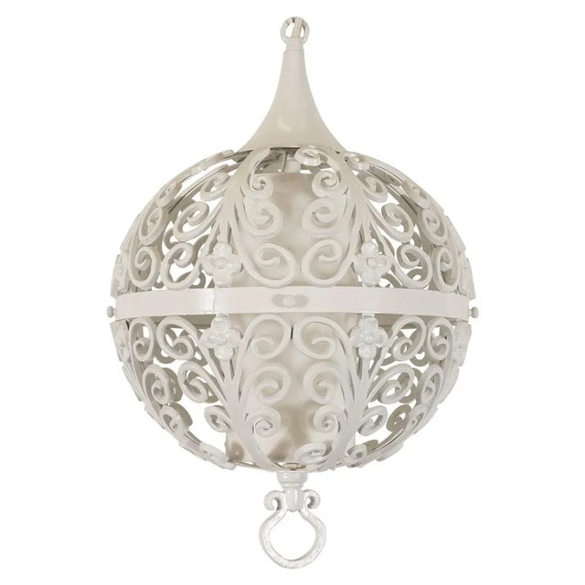 White Enameled Metal Moroccan Style Pendant For Sale - Image 8 of 8